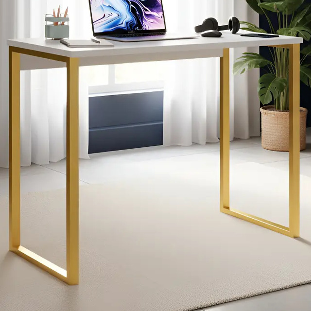 Escrivaninha industrial Jomátri Móveis AM90 aço cor dourado e branco Escrivaninha industrial Jomátri Móveis AM90 aço cor dourado e branco