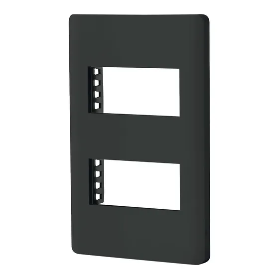 Placa Negra, 2 Ventanas 1 Módulo, Volteck 47870