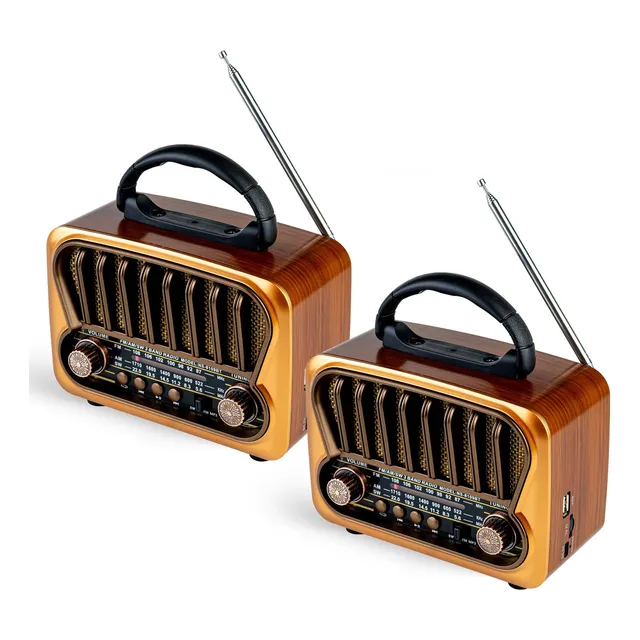Set X2 Radio Vintage Amfmsw Con Bluetooth Usb Recargable Mad