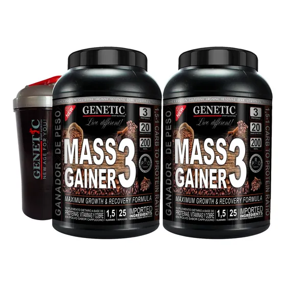 Rapido Ganador Peso Ultra Mass Gainer 3 Genetic Vaso Polvera Sabor Cappuccino