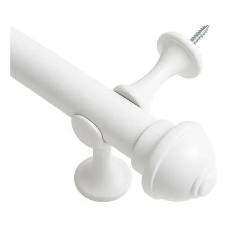 Kit Varão Varal Simples 2 M 19mm Para Cortina Branco Palha