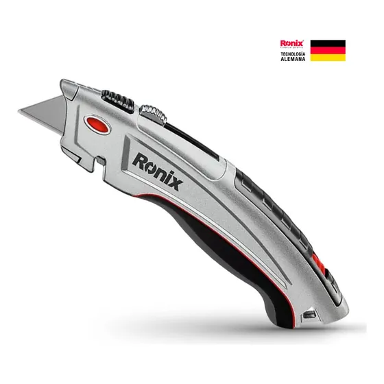 Exacto Retráctil Metalico Ronix Con 3 Hojillas Cutter Pesado