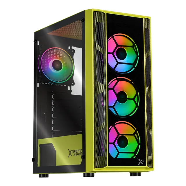 Gabinete Gamer Xtreme Pc Kronos Atx 4 Fan Argb Verde Neon