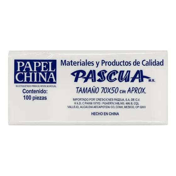 Papel China Paquete De Un Solo Color 100 Piezas Pascua Color Blanco