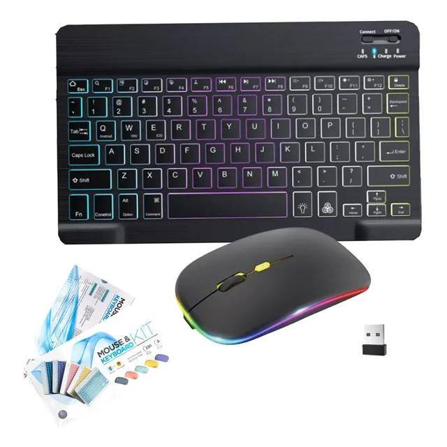 Kit Teclado Mouse Inalambrico Español Bluetooth Para Tablet