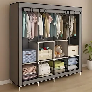 Armario Organizador Armable 10 Secciones Aluminio Tela Color Gris