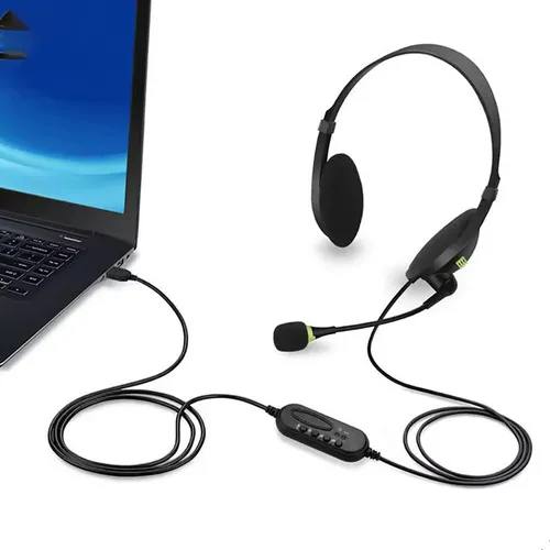 Fone Microfone Escritório Empresa Com Fio Computador Office