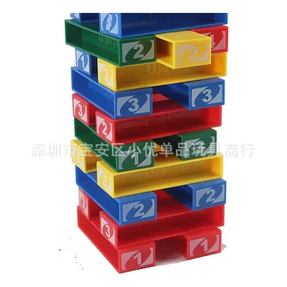 Uno Jenga Stacko Jogo Blocos Torre Carta Queda Caiu Perdeu