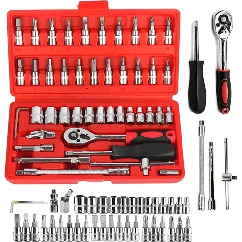 Juego De Herramientas Mecánicas Autocle Dados Acero Kit 46 Color Rojo