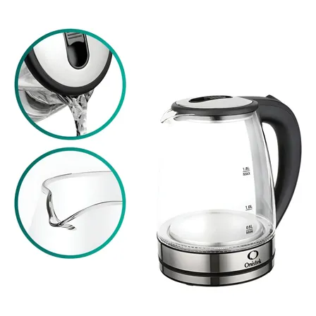 Chaleira Jarra Bule Elétrica Vidro Transparente 1.8l 1200w Prateado 220v