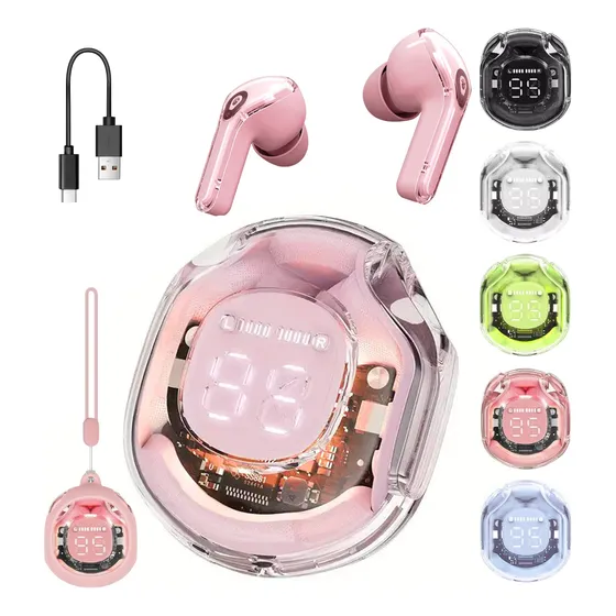 Audifonos Bluetooth Auriculare Inalambricos Transparente Led