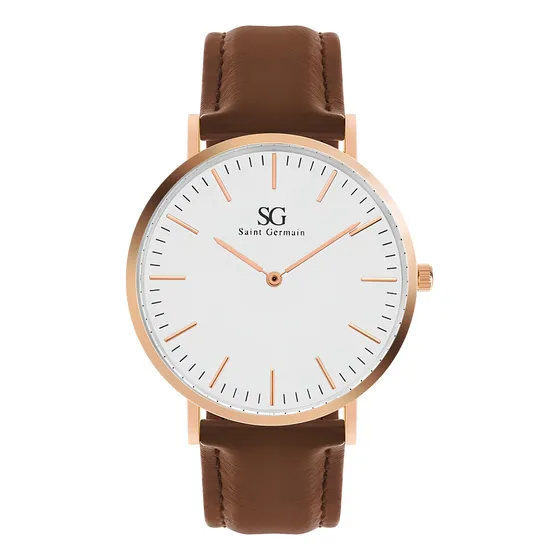 Relógio Saint Germain Bronx Rosé Gold 40mm Cor da correia Marrom Cor do fundo Branco
