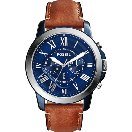 Reloj Caballero Fossil Fs5151 Color Café Claro De Piel