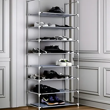 Sapateira Vertical 9 Andares Organizador Prático Desmontável Cor Cinza-escuro