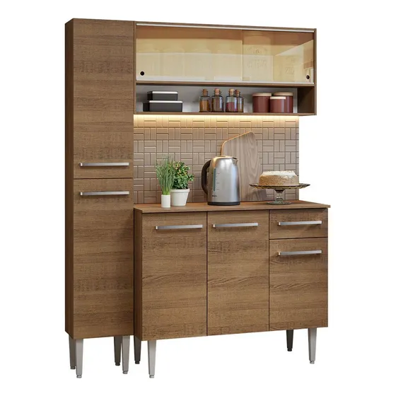 Cocina Integral Completa Modular Madesa Emilly 137cm Color Marrón 09