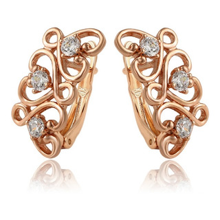Aretes Oro 18k Lam Zirconia Corazón Entrelazados Mujer Regal Aretes Oro 18k Lam Zirconia Corazón Entrelazados Mujer Regal