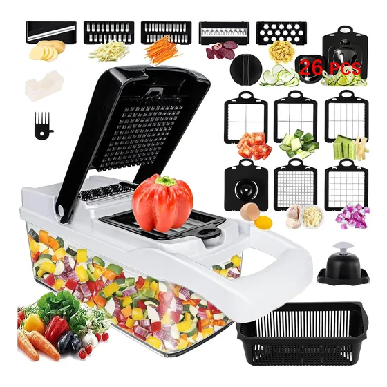 Kit De Picador De Verduras Rallador 26 In 1 Con Cesta+guante