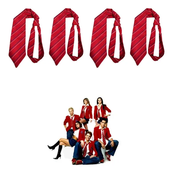 Kit 4 Gravata Rebelde Rbd Vermelha Listrada Brasil 2023