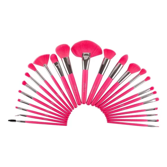 Juego De Brochas De Maquillaje Rosa Neón, 24 Piezas