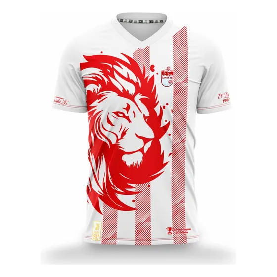 Camiseta Deportiva Hombre Santa Fe Blanco Con Logo 3d