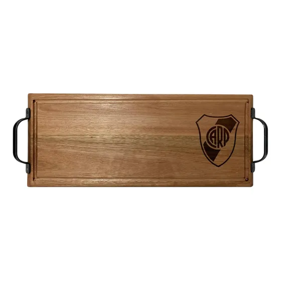 Tabla De Madera Eucalipto Con Manijas Grabado Escudo 60x24 River Dorado