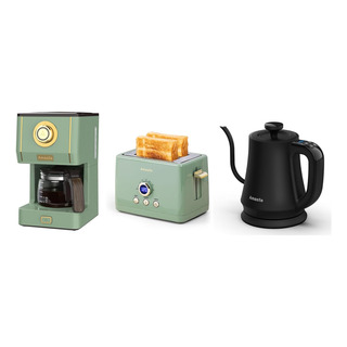 Cafetera Verde Y Tostadora Verde Y Hervidor Eléctrico Negro Cafetera Verde Y Tostadora Verde Y Hervidor Eléctrico Negro