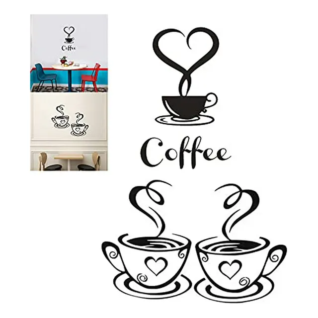 2 Pcs Vinilos Decorativos Para Cafetería - Taza De Café Remo
