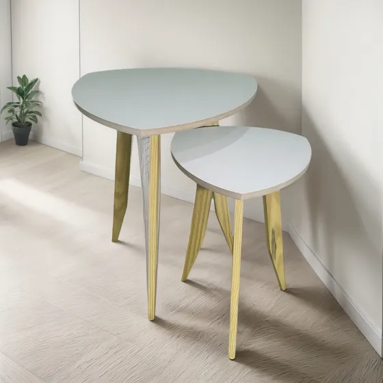 Duas Mesas Canto Laterais Sala Sofá Quarto Pés Quadrados Branco