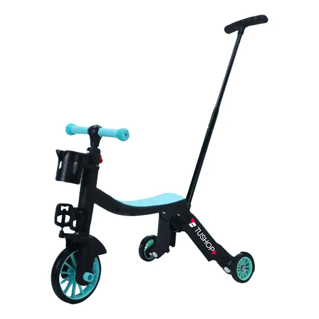 Scooter 3 En 1 Con Guia (barra) Monopatin Triciclo Azul