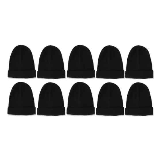 Gorro De Lana Beanie Negro Liso Rocky X Mayor Combo