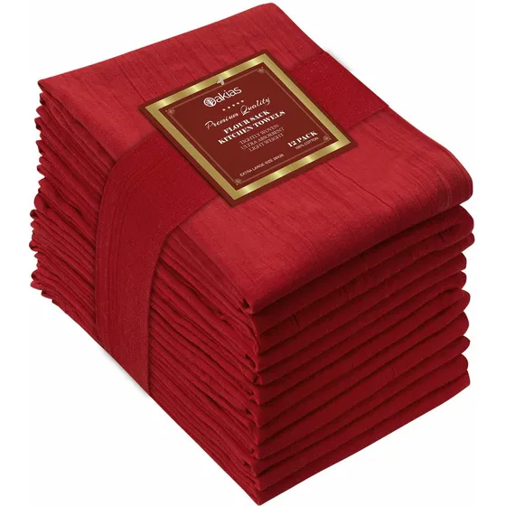 12 Toalla Color Rojo Cocina 28 X 28  Te Algodon Ligera