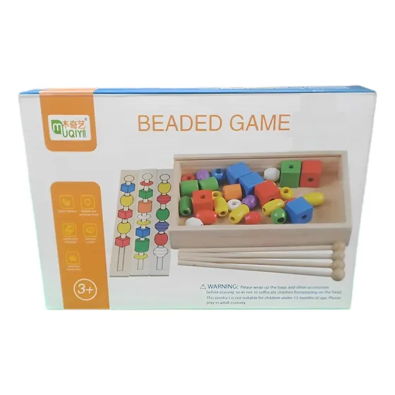 Juego Didáctico Ensarta Figuras Colores Madera Para Niños