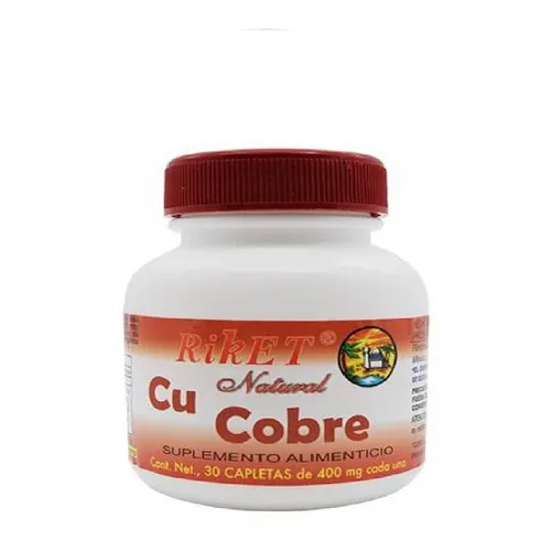Cobre 30 Capletas De 400 Mg Riket Natural Sabor Sin Sabor