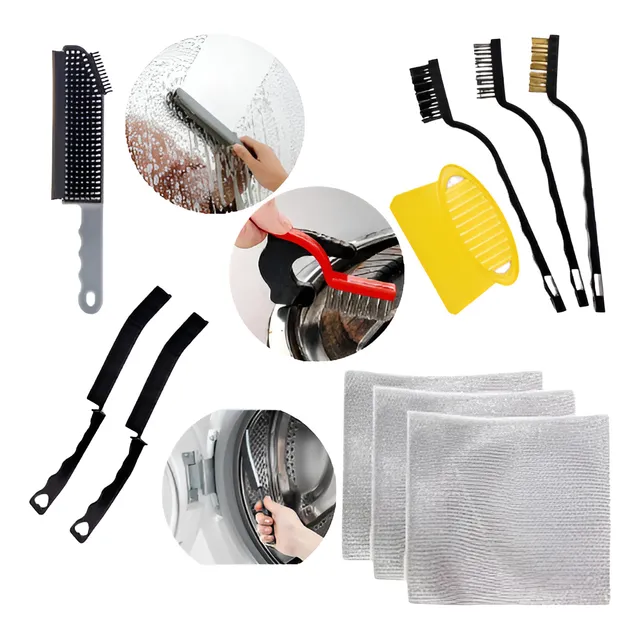 Kit 5 Cepillos Limpieza Espátula Y Paño Cocina Baño Completo