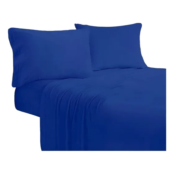 Juego Sábana Polar 2 Plazas 4 Piezas, Colores Color Azul Oscuro-elasticada | Cuotas sin interés