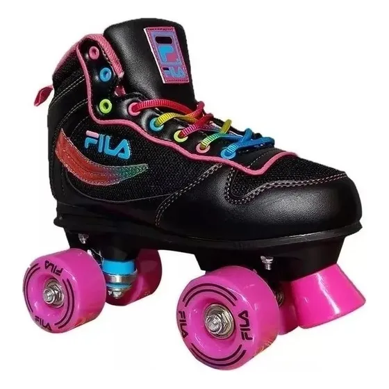 Patínes Artísticos Fila Vanity Black 4 Ruedas Negro Y Rosa