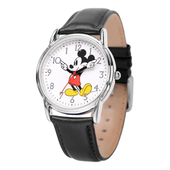 Reloj Disney Wds001236 Mickey Mouse Adult Cardiff Cardiff Color de la correa Negro Color del bisel Plateado Color del fondo Blanco