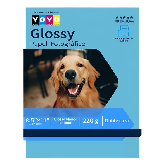 1000 Hojas Papel Foto Glossy Doble Cara Carta 220gr Yoyo Blanco