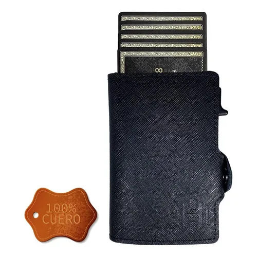 Hardley Bond Wallet billetera hombre de cuero tarjetero bloqueo Rfid color negro saffiano