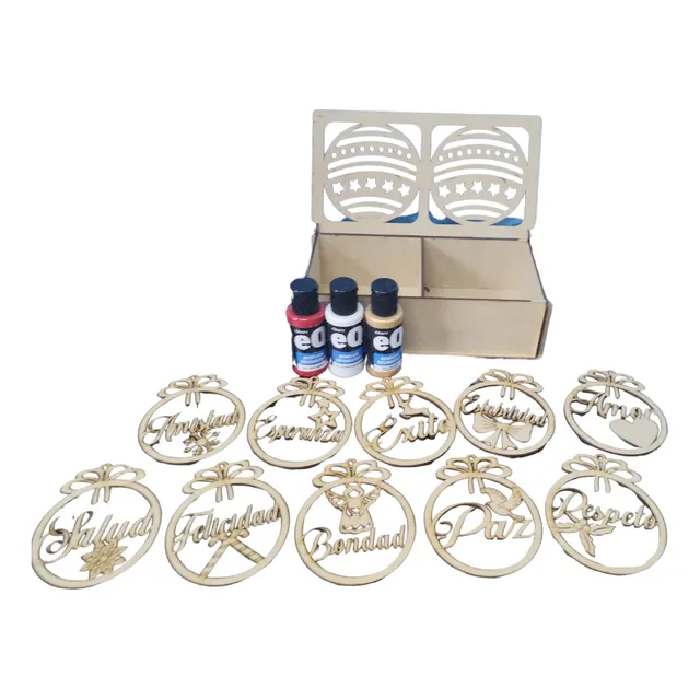 Caja Navidad Esferas 10cm Con Pinturas