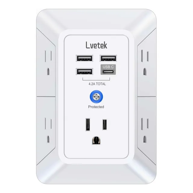 Multienchufe Cargador Usb Usc-c Protector De Sobretensión