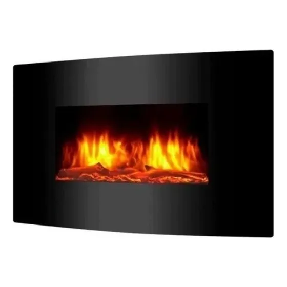 Hermosa Chimenea Electrica Cristal Calidus Masterfan Color Negro