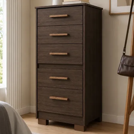 Cômoda Quarto 4 Gavetas 1 Gavetão Moderna Cappucino Wood