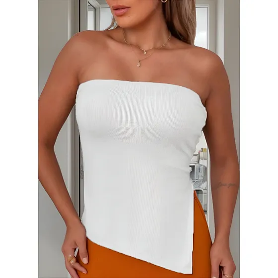 Blusa Bata Tomara Que Caia Assimétrica Com Ponta E Bojo 186