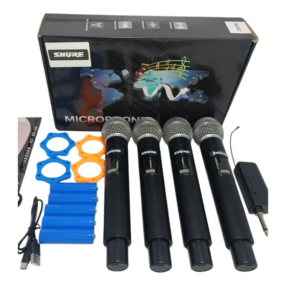 Micrófonos Shure Inalámbrico Juego De 4 Micrófonos Recargabl