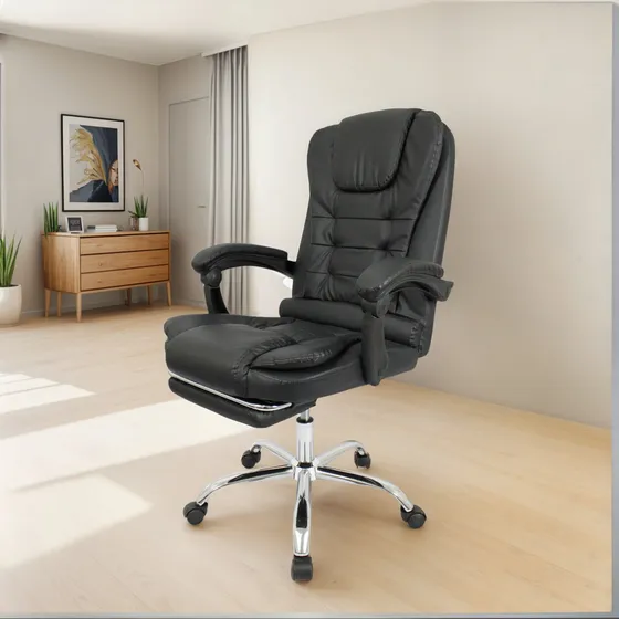 Silla Royal Escritorio Ecocuero Negro Oficina Pc Apoyapiés