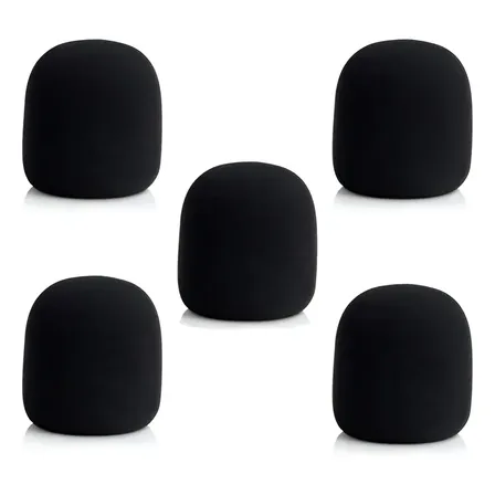 Espuma Protetora Para Microfone Preta 5 Unidades Preto
