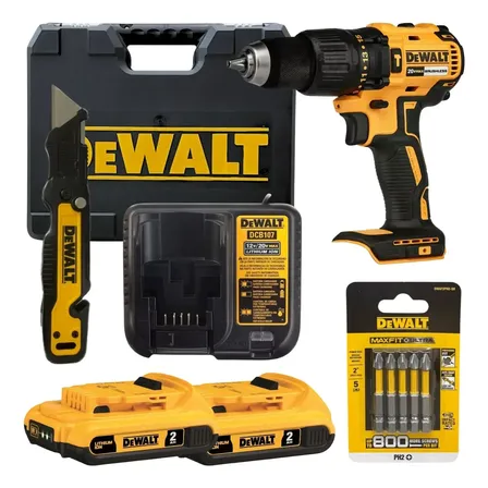 Parafusadeira De Impacto 20v Dcd7781d2 + Brindes Dewalt Amarelo E Preto 20