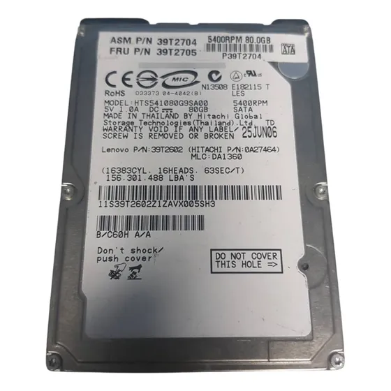 6 Disco Duro 2.5  Sata 80gb Para Laptop Usado Garantía