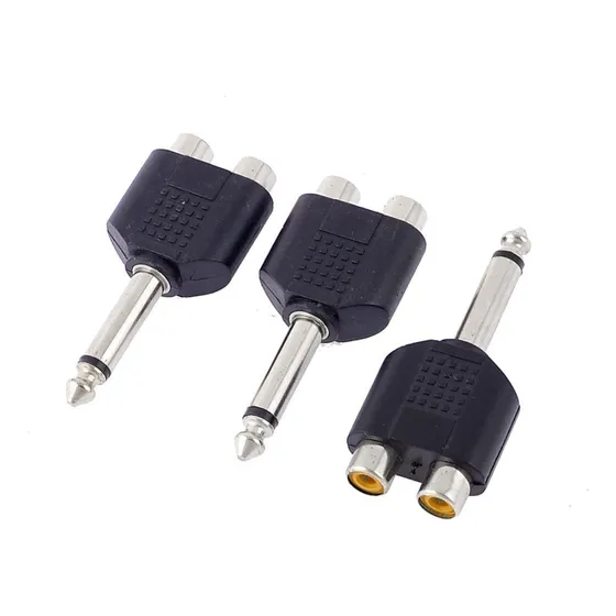Plug Adaptador 2 Rca Hembra A Plug 1/4 Mono (3 Unidades)